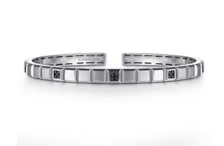 Gabriel & Co Sterling Silver Black Spinel Men's Bangle Brace