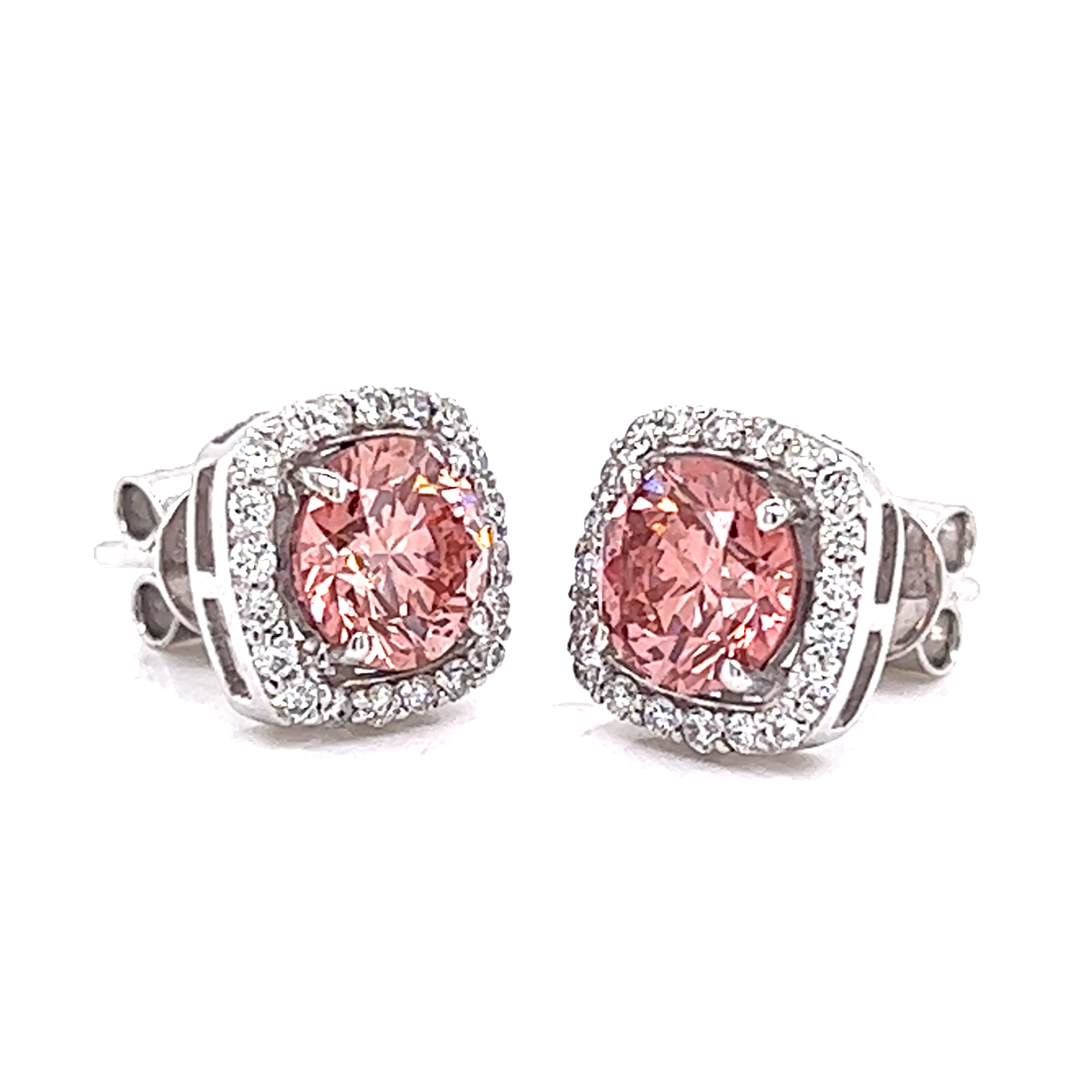 Lab Grown Pink Diamond Halo Stud Earrrings Arezzo Jewelers Elmwood