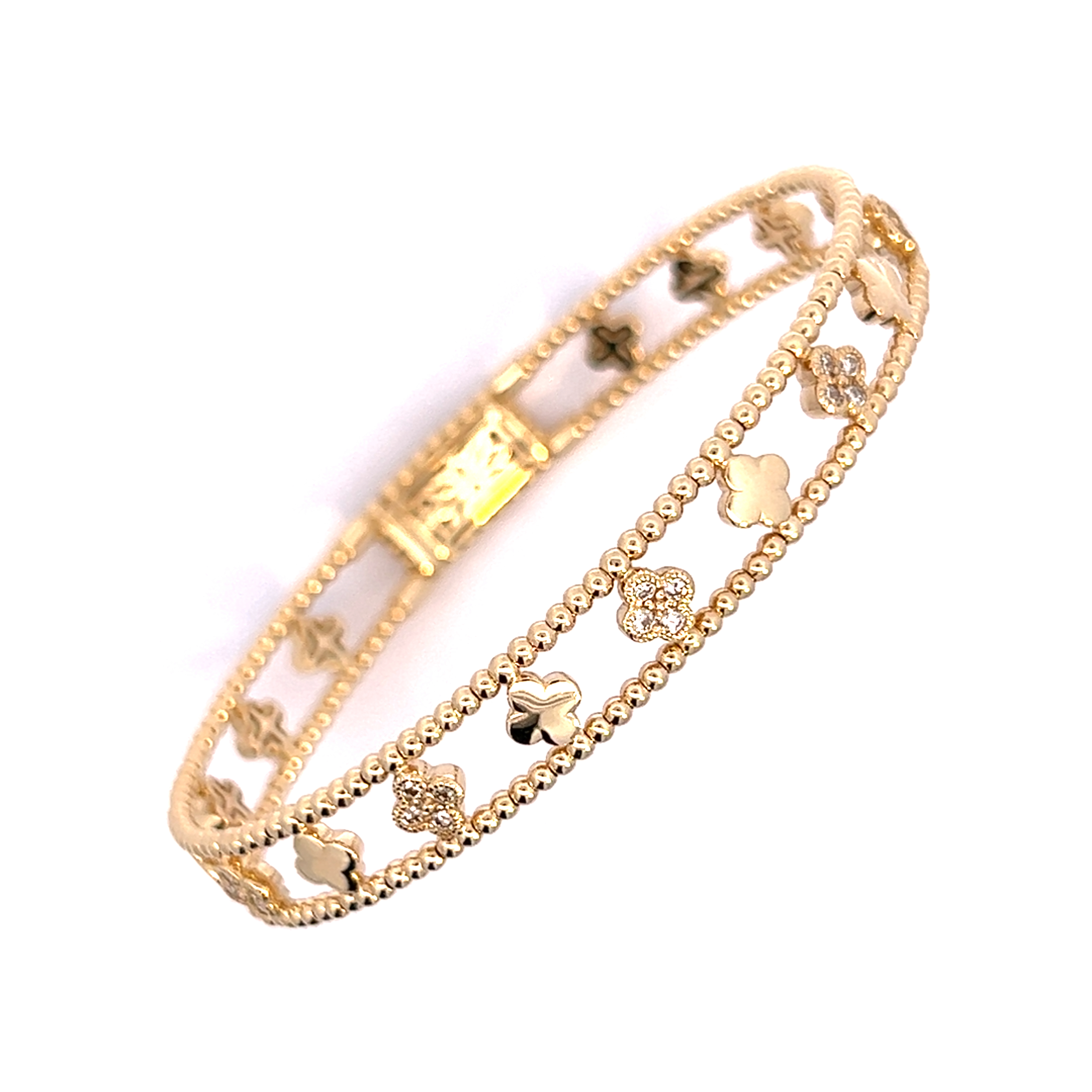 14 Karat Yellow Gold Bangle Diamond Bracelet - Arezzo Jewelers