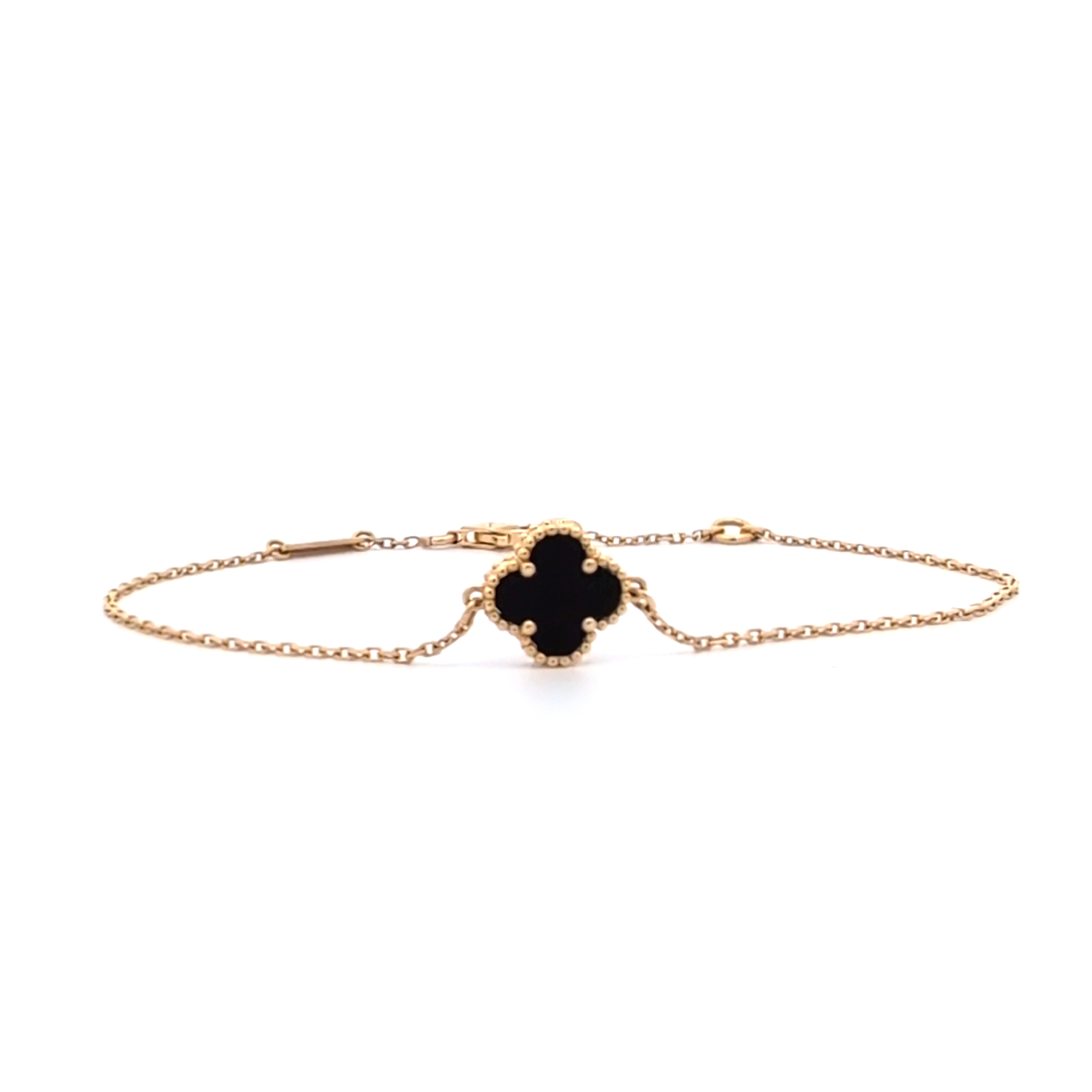 Sweet Vintage Alhambra Black Onyx Bracelet - 18K Yellow Gold