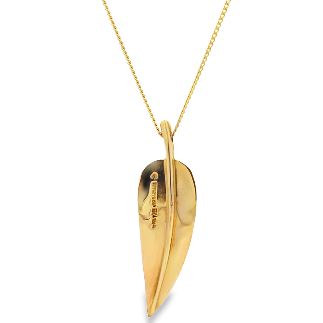 Vintage Tiffany & Co. Angela Cummings 18K Gold Leaf Pendant