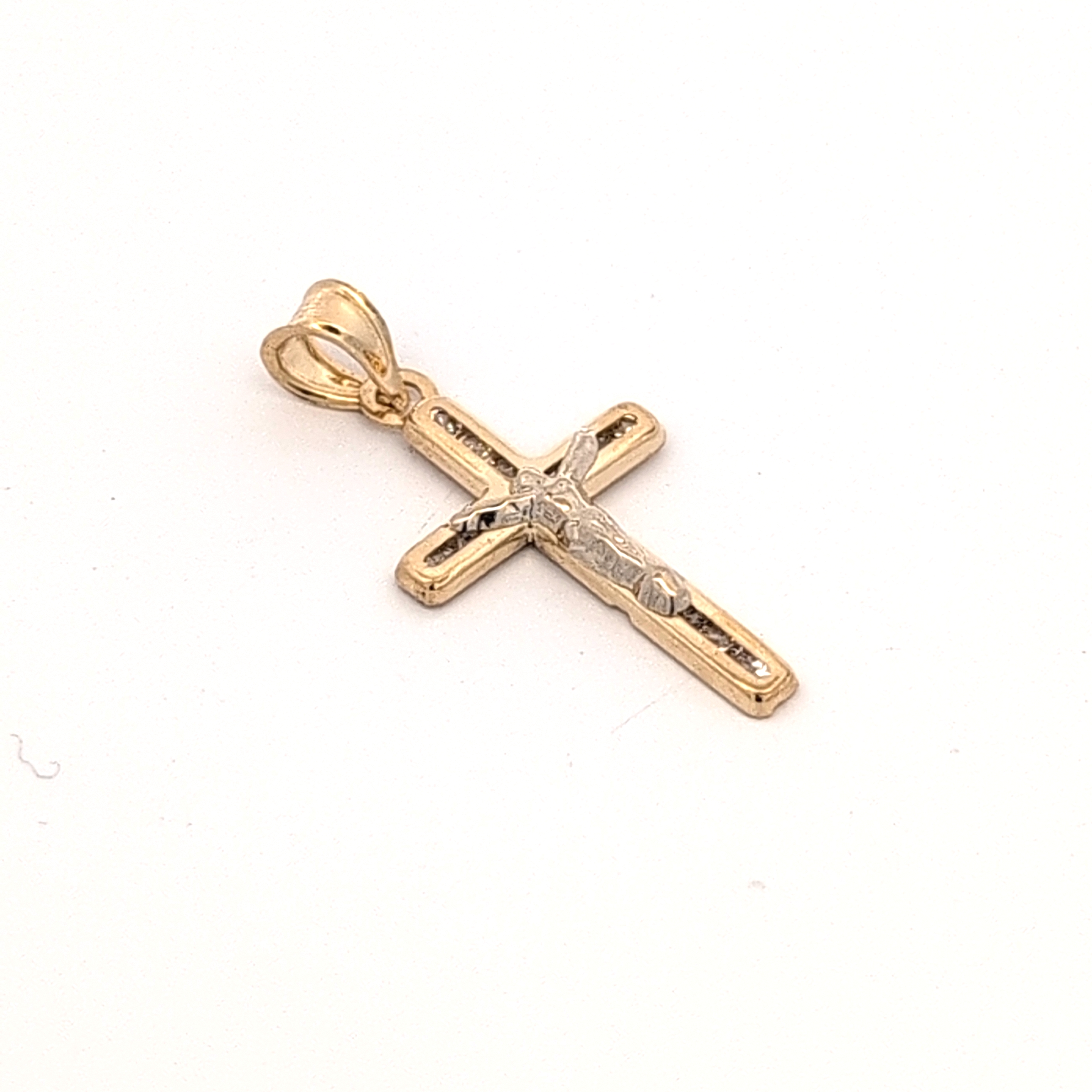 14 Karat Two Tone Gold CZ Crucifix Cross | Arezzo Jewelers