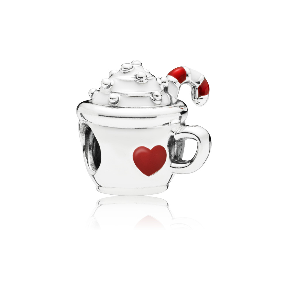 Pandora Warm Cocoa Charm, White & Red Enamel - Pandora - Arezzo
