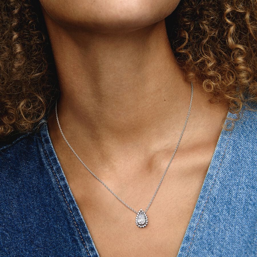 Pandora Sparkling Pear Halo Collier Necklace - Arezzo Jewelers