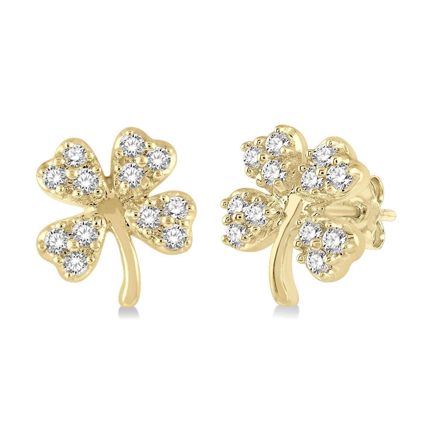 Diamond four leaf clover earrings clearance