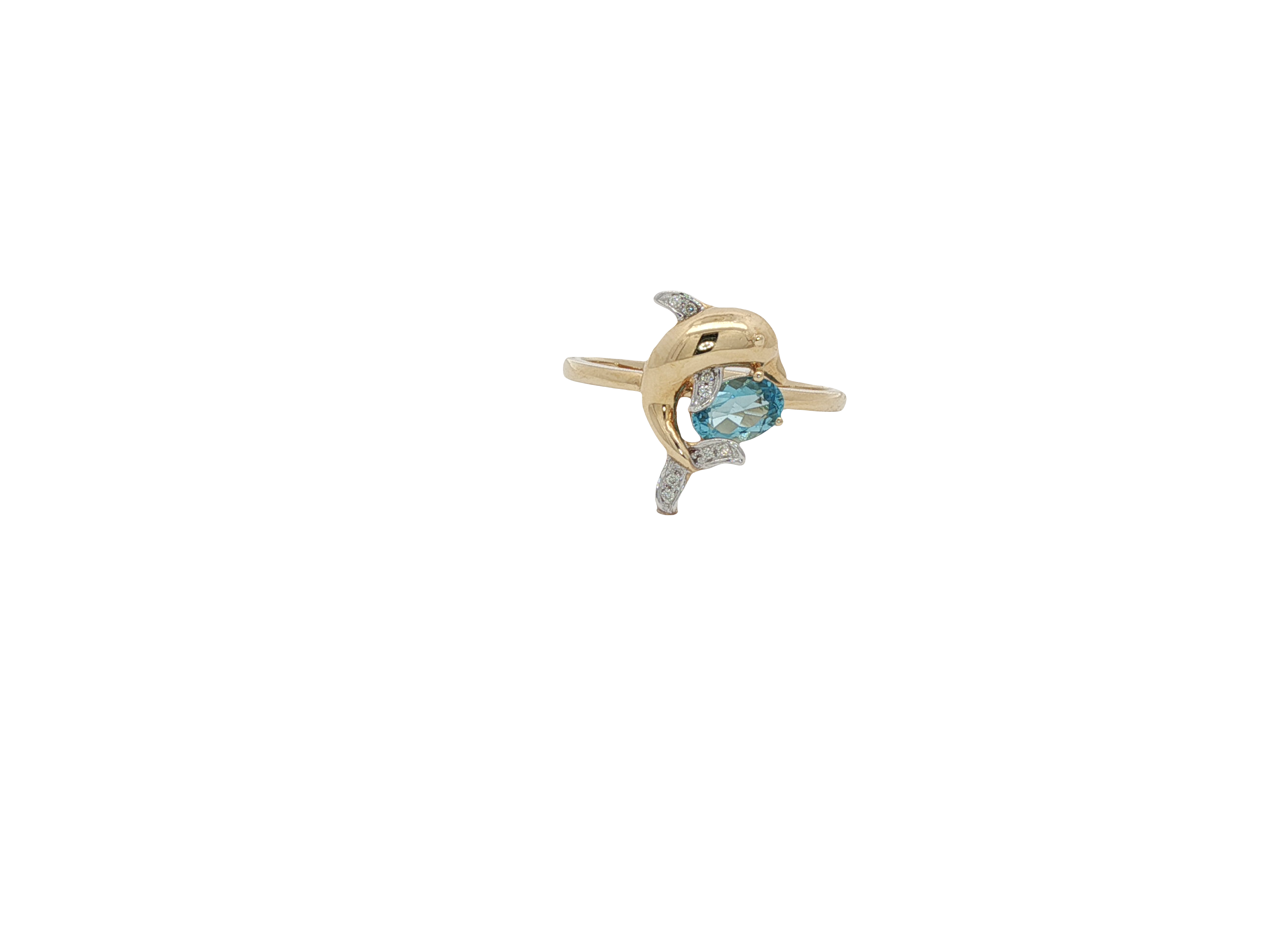 Yellow Gold Blue Topaz Dolphin Ring 001-200-01660 | Ballard