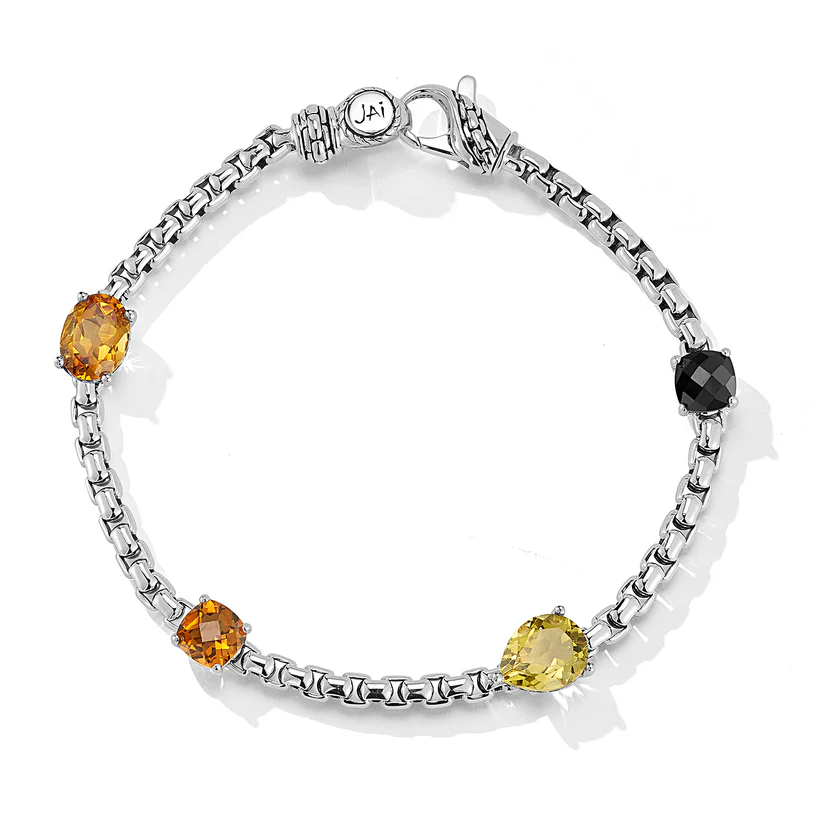 アクセサリー fluss 25aw stone bracelet JAI Multi-Colored Stone Box Chain Bracelet | Goldsboro, NC