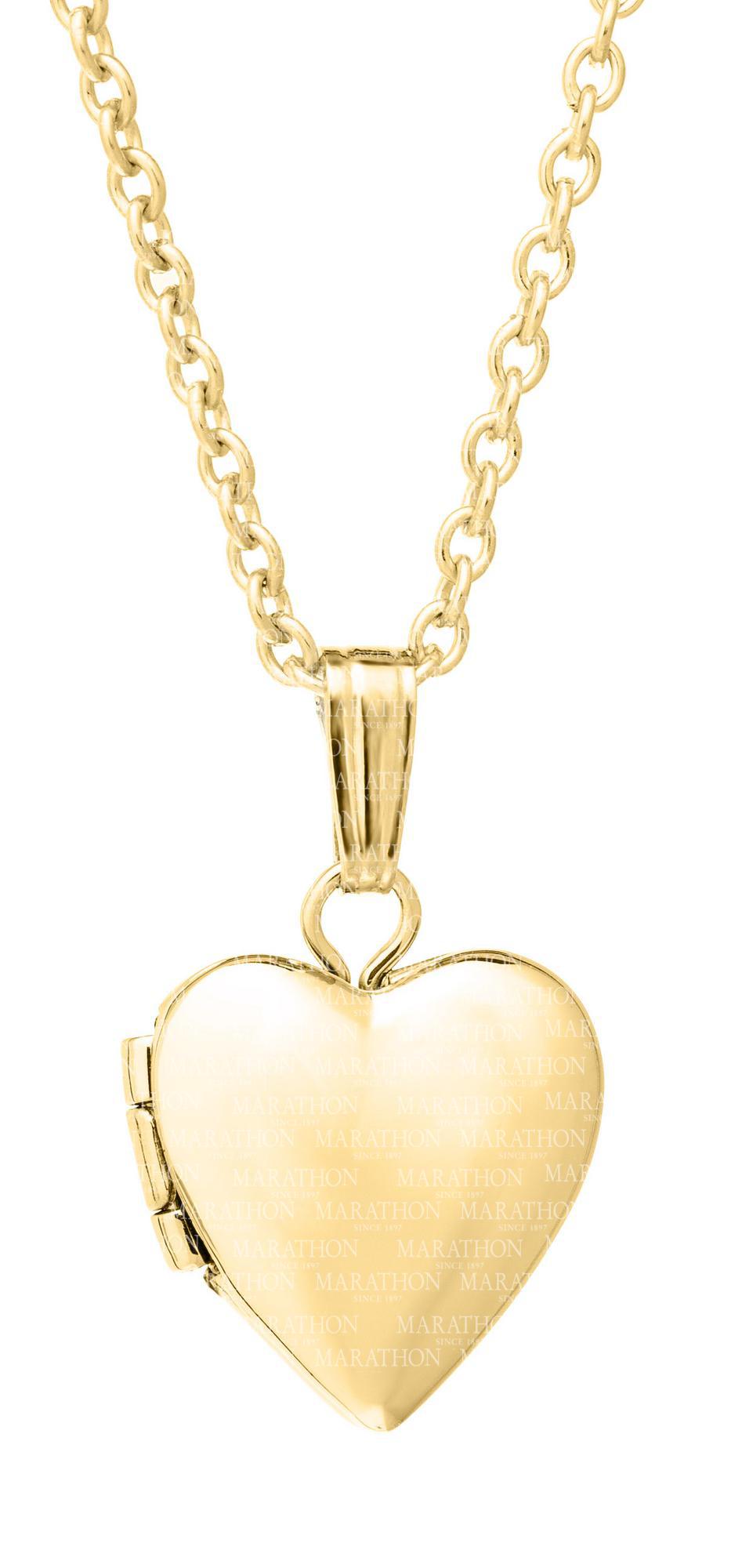 MARATHON Children's Polished Heart Locket Necklace, 14KT Yellow Gold  Filled, 10MM, 13