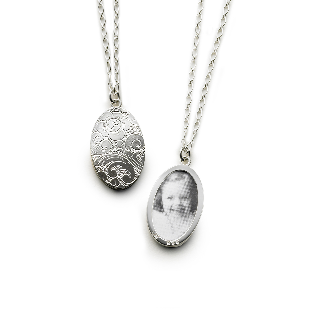 Sterling Silver Oval Half-Locket Necklace 001-640-04346 Baxter's