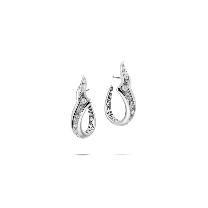 John Hardy J Hoop Earring with Diamonds 001-645-02512 SS