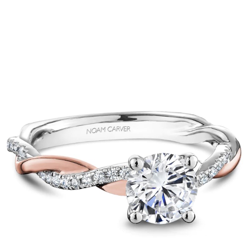 14kt Two-Tone Rose and White Gold Twist Engagement Ring by Becky
