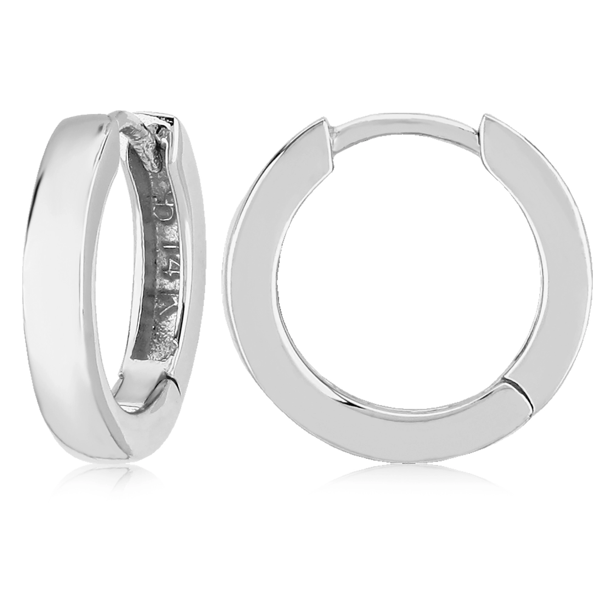 14k White Gold Huggie Hoop Earrings 001-425-00343 | Blue