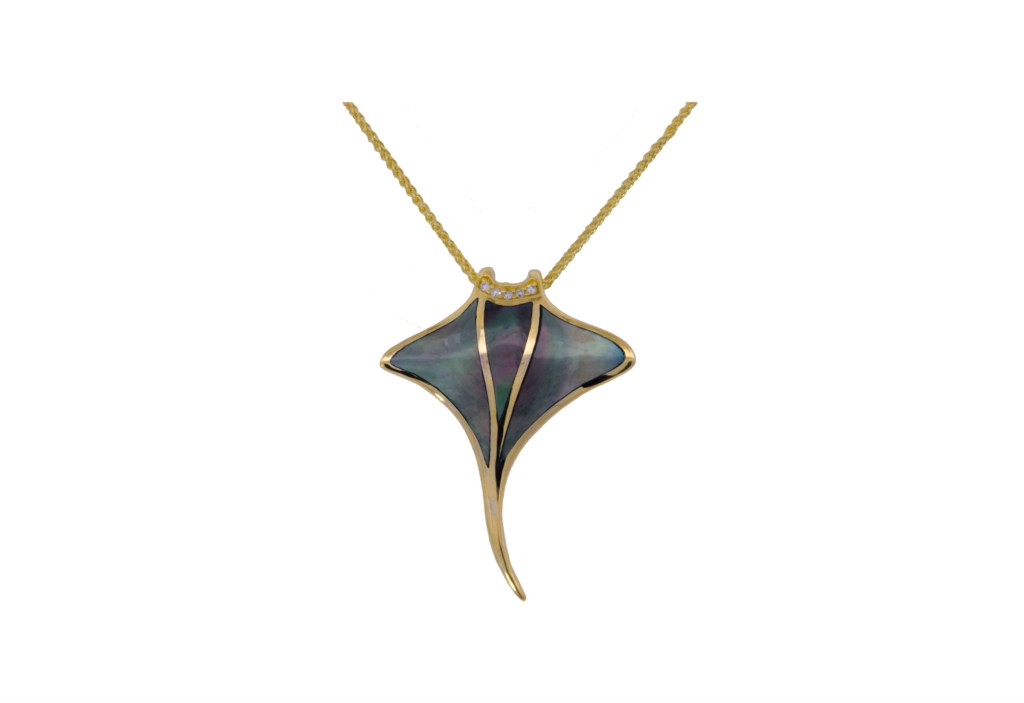 Kabana Black Mother of Pearl Stingray Necklace 001-160-00653