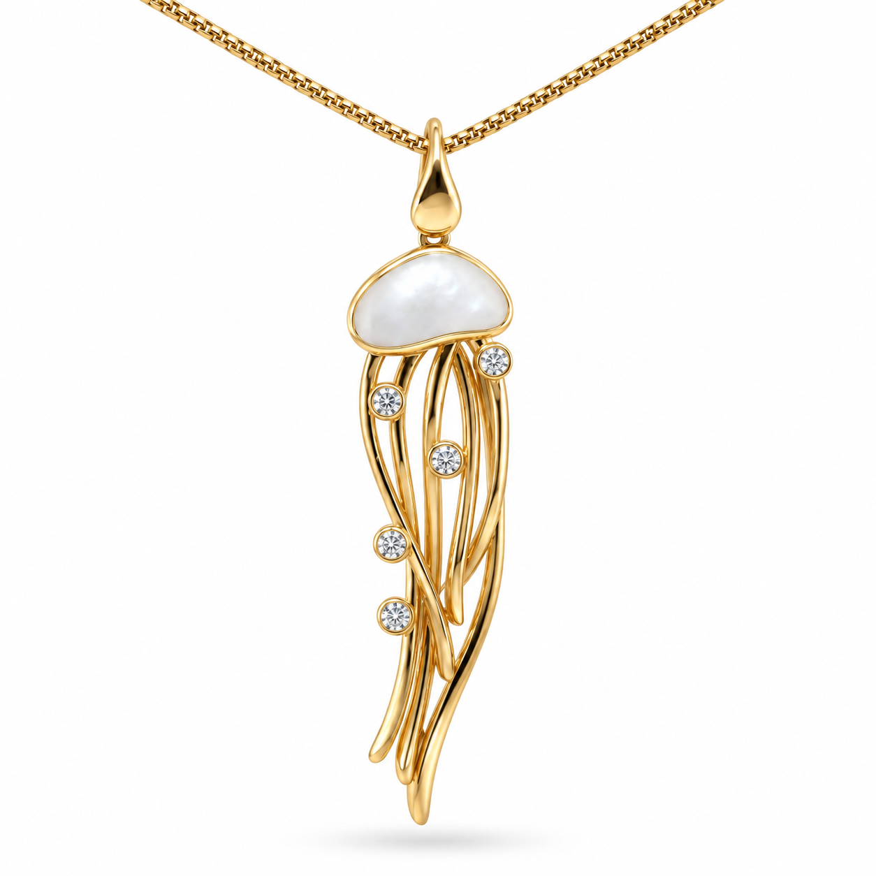 Kabana 14K Yellow Gold 0.22 ctw Jellyfish Diamond Necklace | Blue