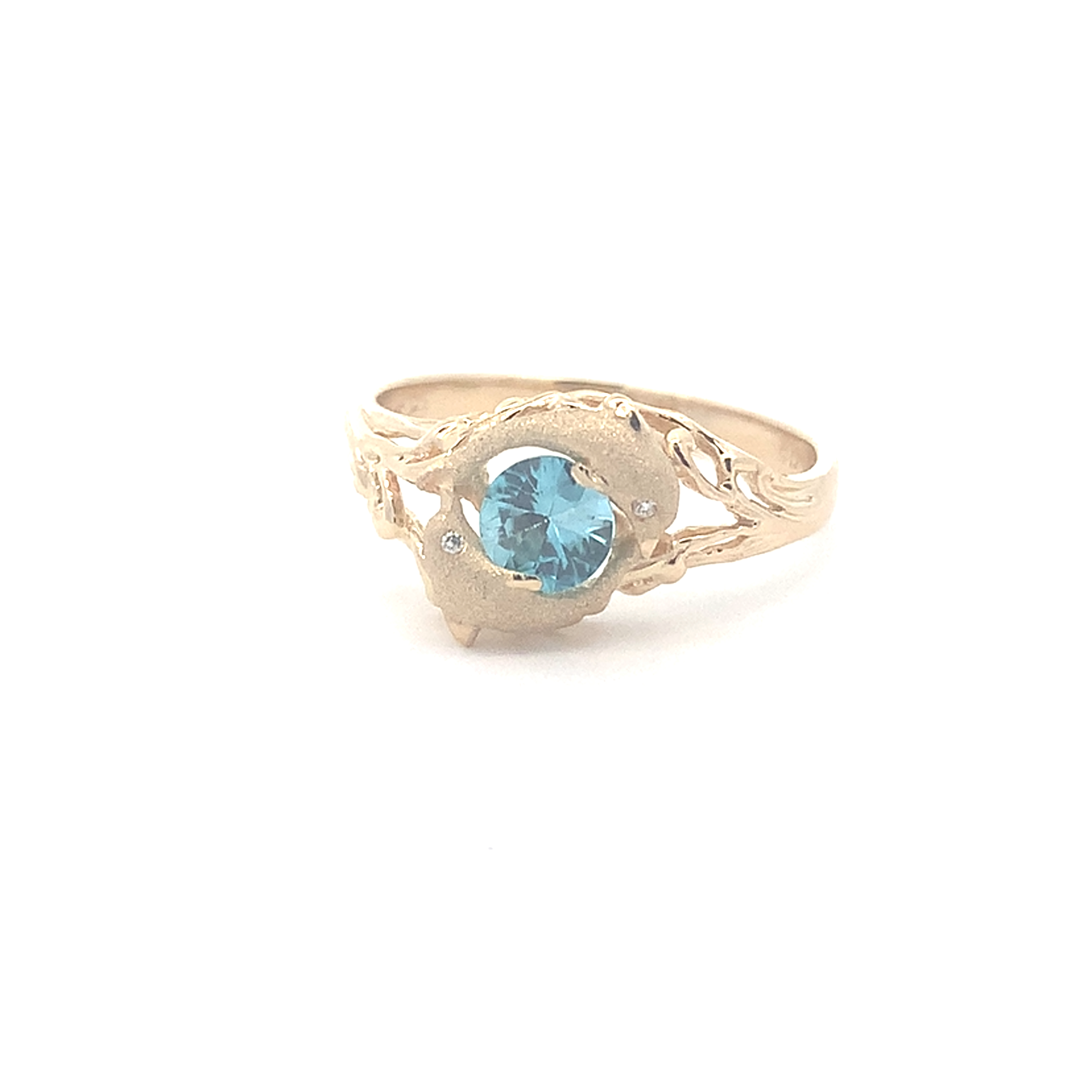 BlueDolphinページ Denny Wong 14K Blue Zircon Dolphin Ring 001-200-00966 | Blue