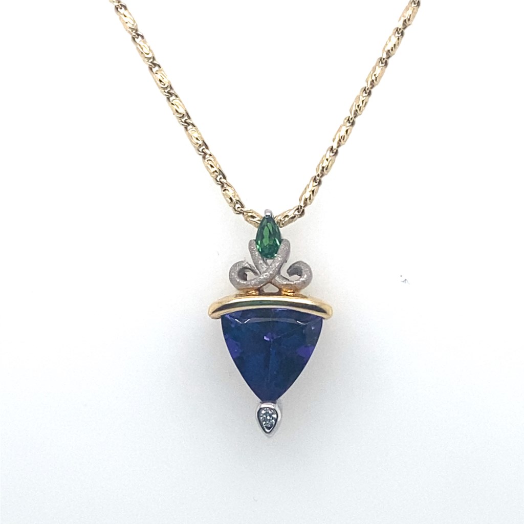 Denny Wong Tanzanite and Tsavorite Pendant with Diamond | Blue