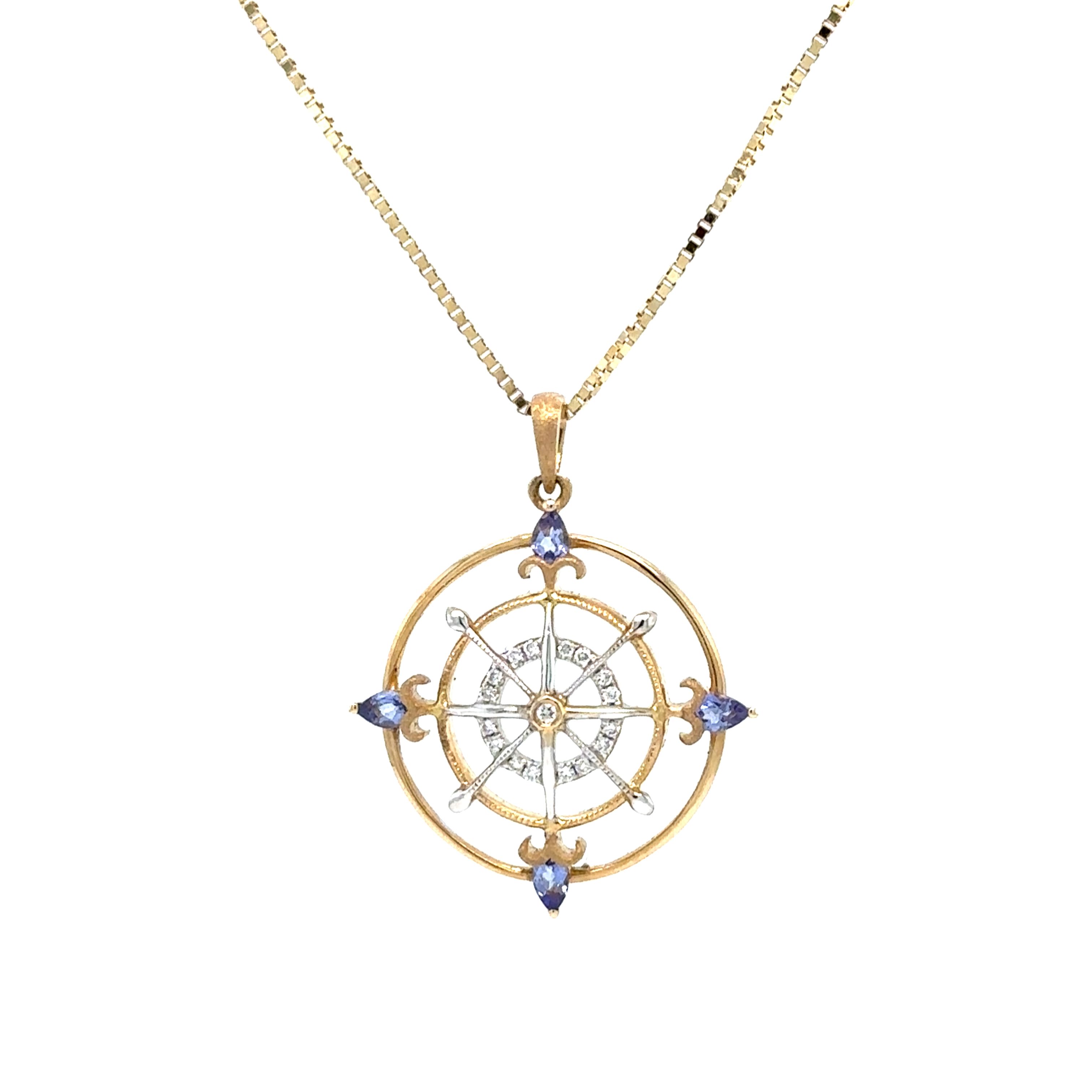 Denny Wong 14K Diamond Compass Rose Pendant 001-230-00890 | Blue