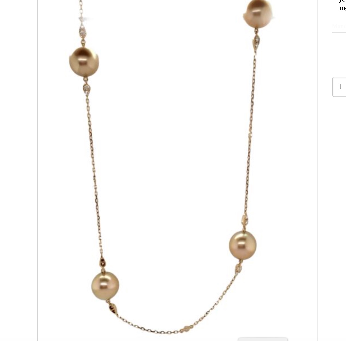 Jewelmer Golden South Sea Pearl Necklace with Diamonds Blue