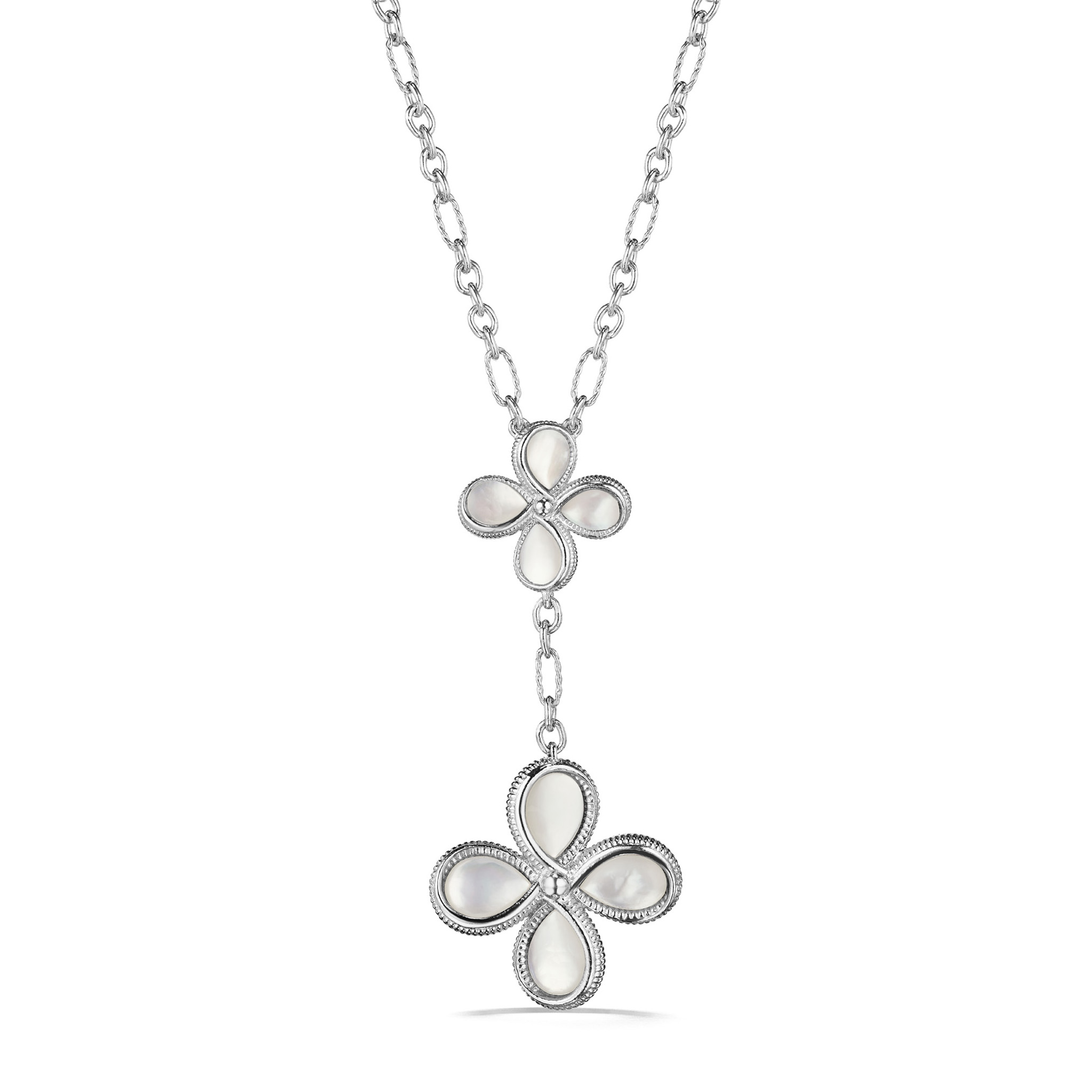 Judith Ripka Jardin Flower Drop Necklace with Mother of Pear