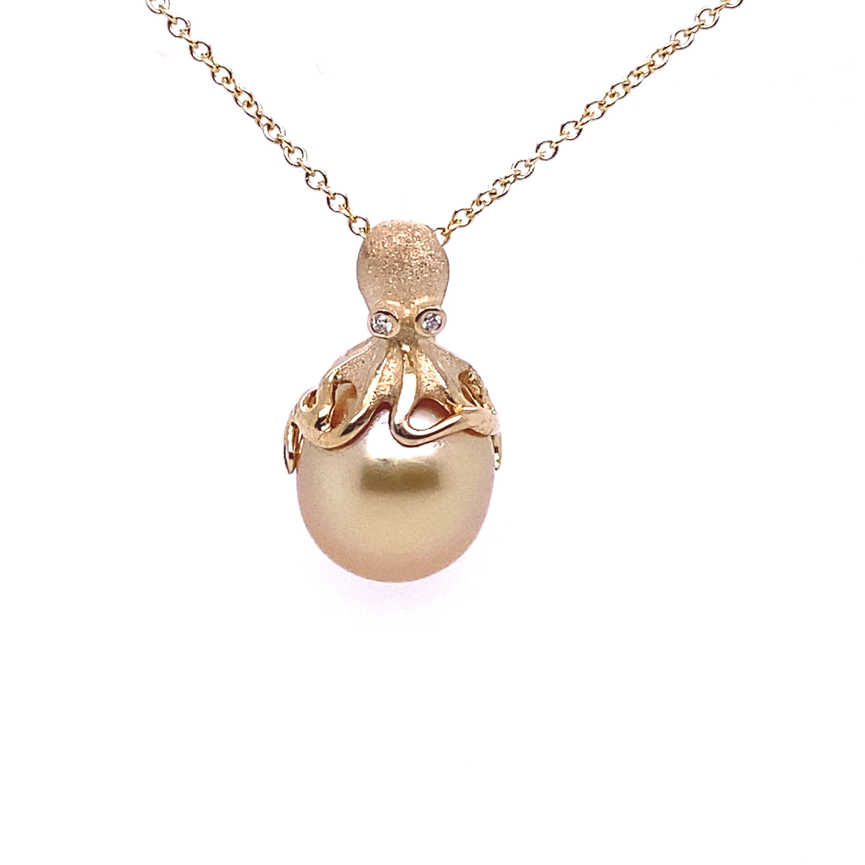 Denny Wong Golden South Sea Pearl Octopus Pendant with Diamo