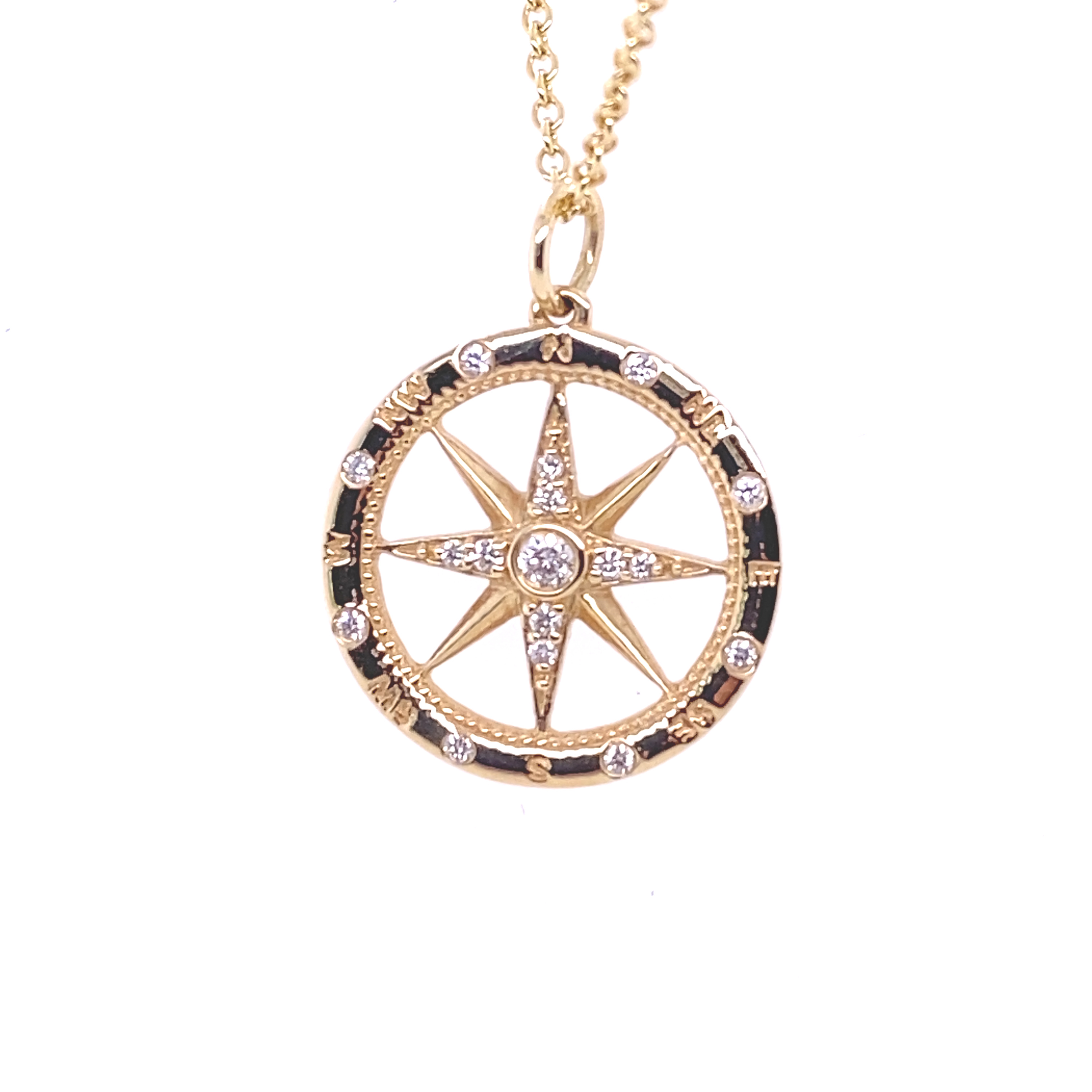 Compass Rose Pendant with Diamond 001-416-00547 | Blue