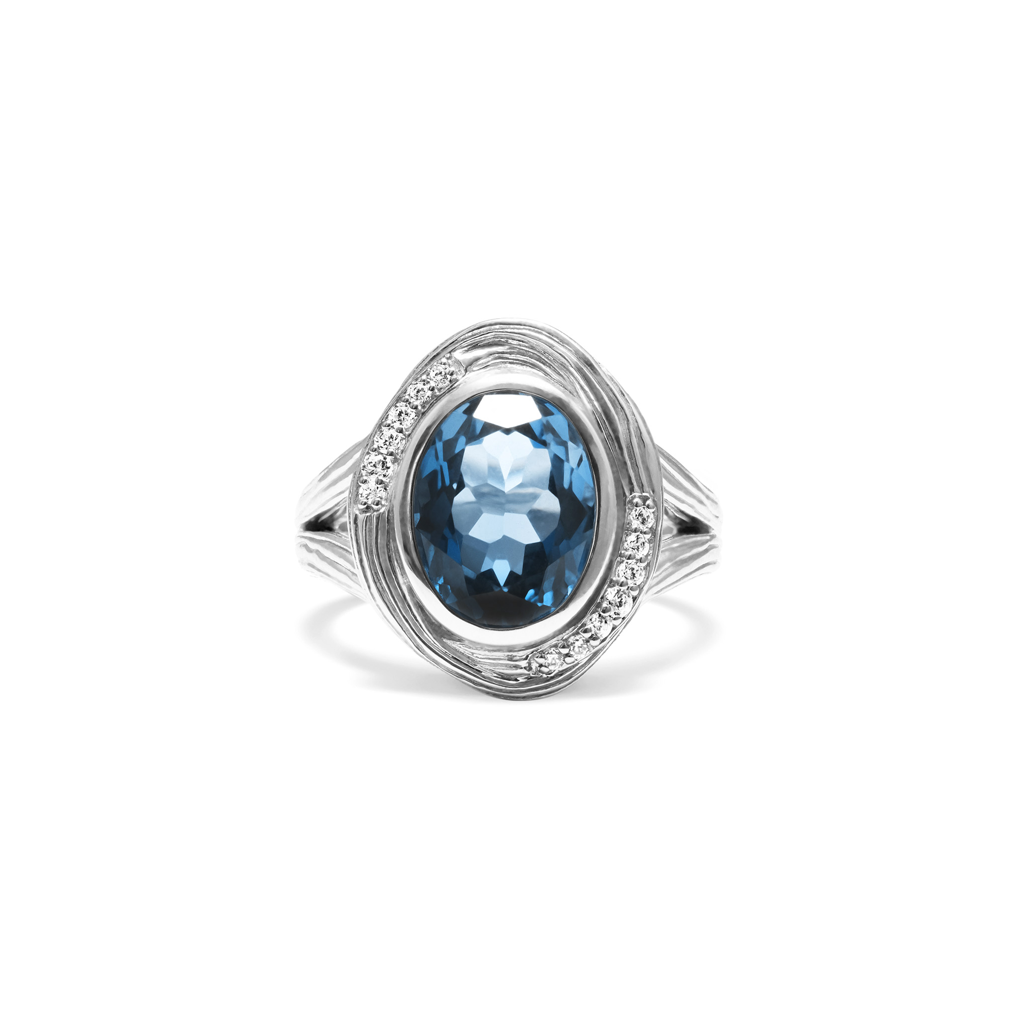 Judith Ripka Santorini Oval Blue Topaz Ring 001-630-00168 Blue