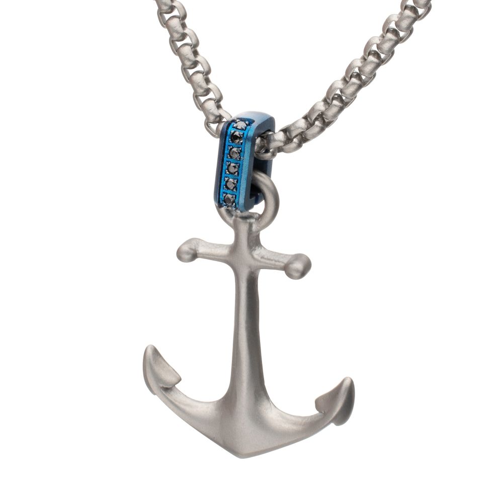 Steel Blue Anchor Pendant Necklace 104900 ST Saint Augustine