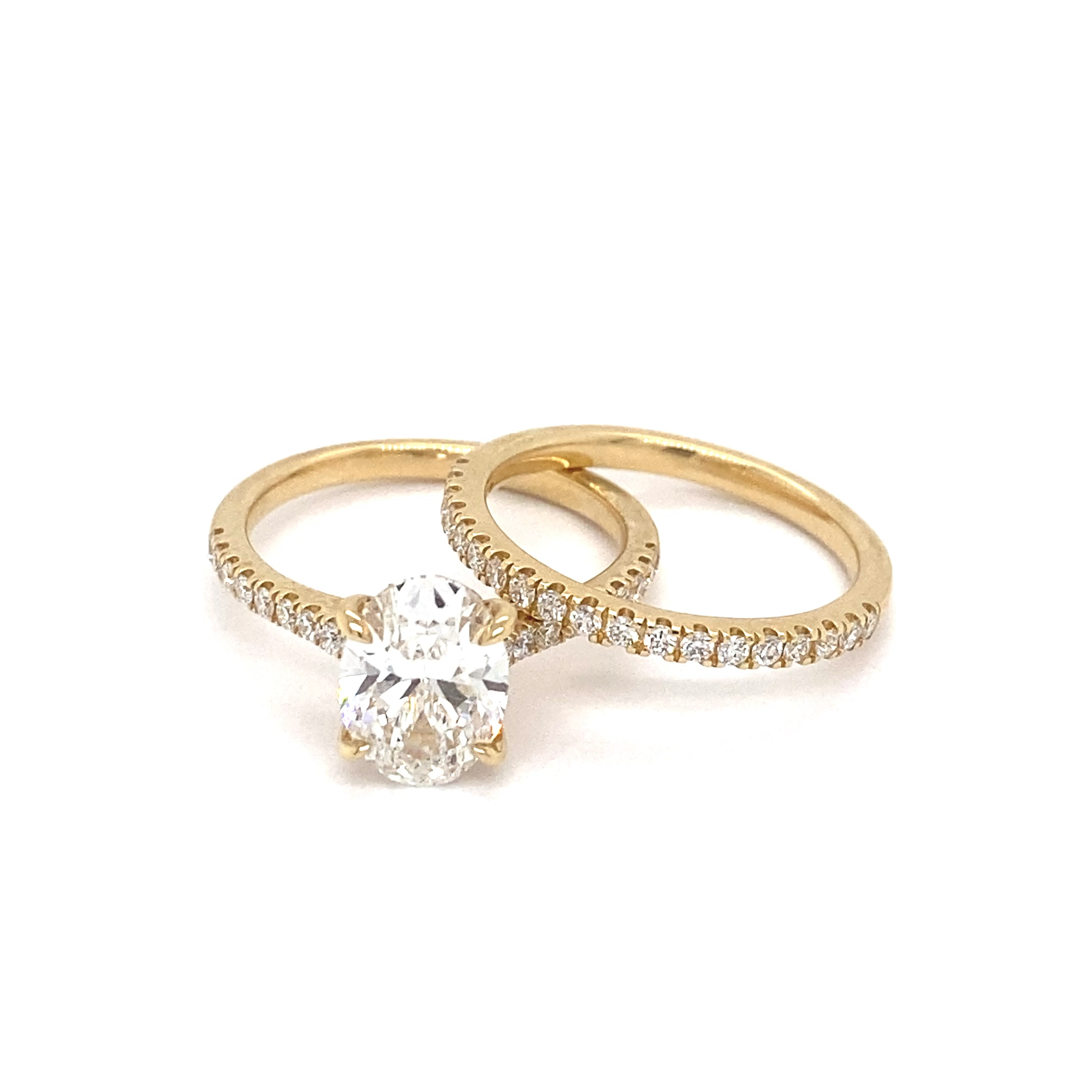 Oval Diamond Hidden Halo Engagement Ring and Wedding Band Se