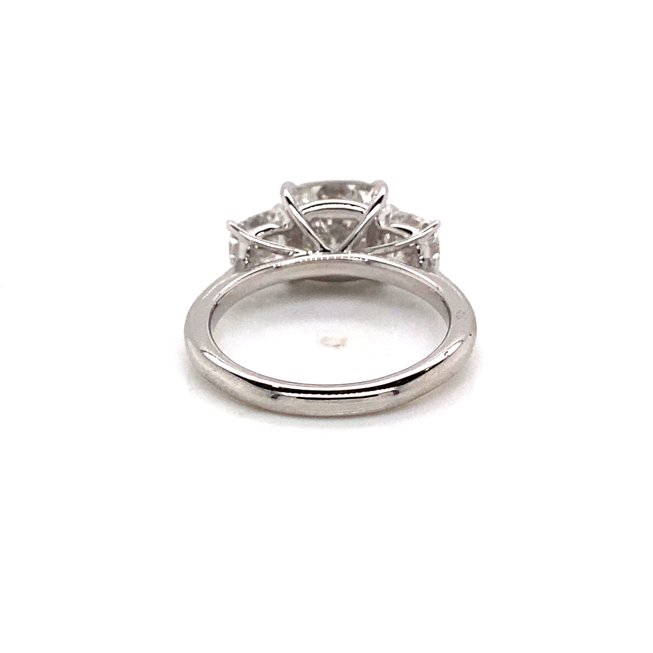 Three Stone Cushion Diamond Engagement Ring with 3.09ct G VS