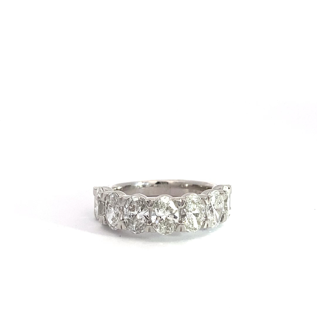 14K White Gold Diamond Wedding Band, 3.50ctw Oval Cut - Brax
