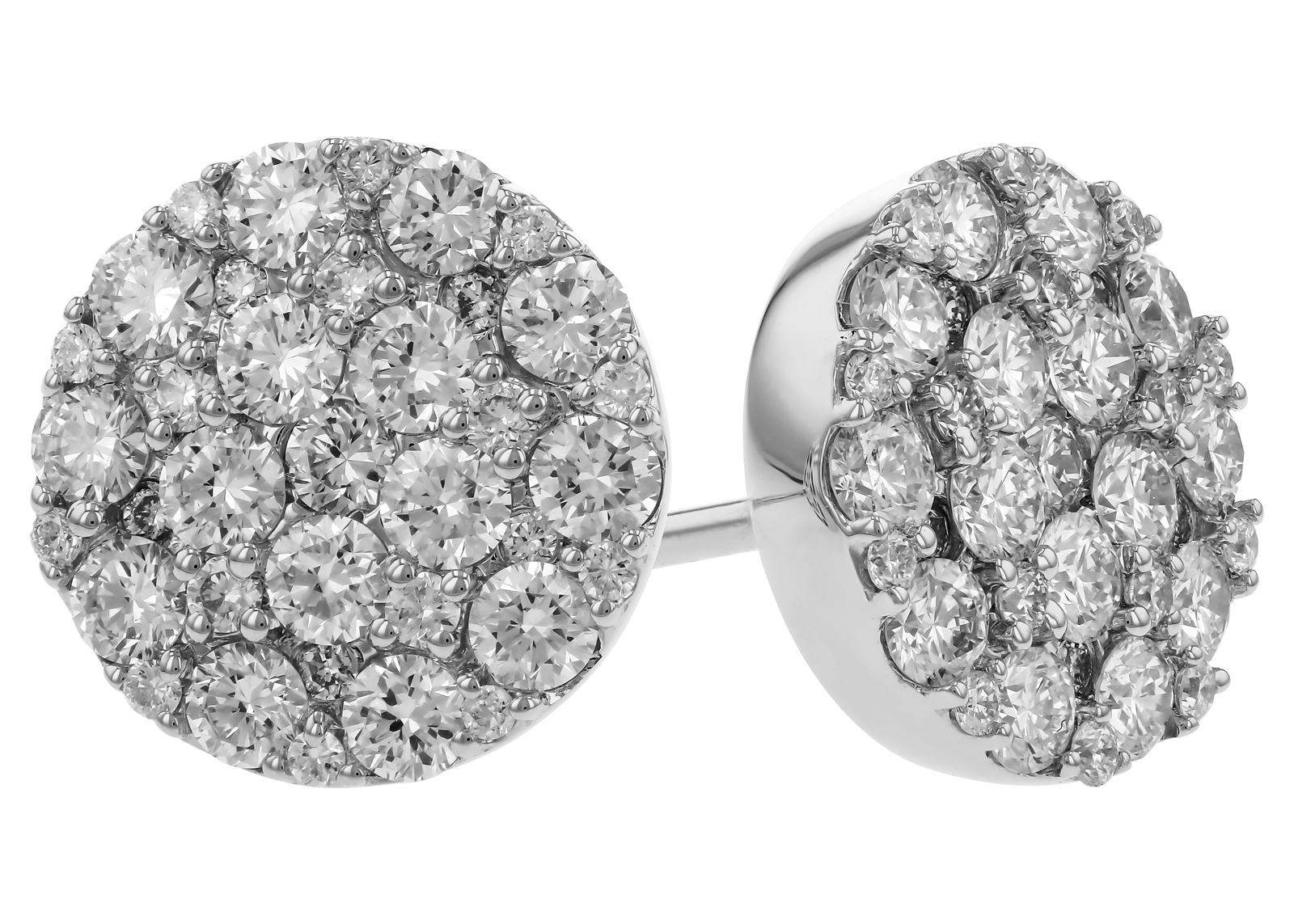 Lady's 14 Karat White Gold Stud Push Back Natural Diamond Ea