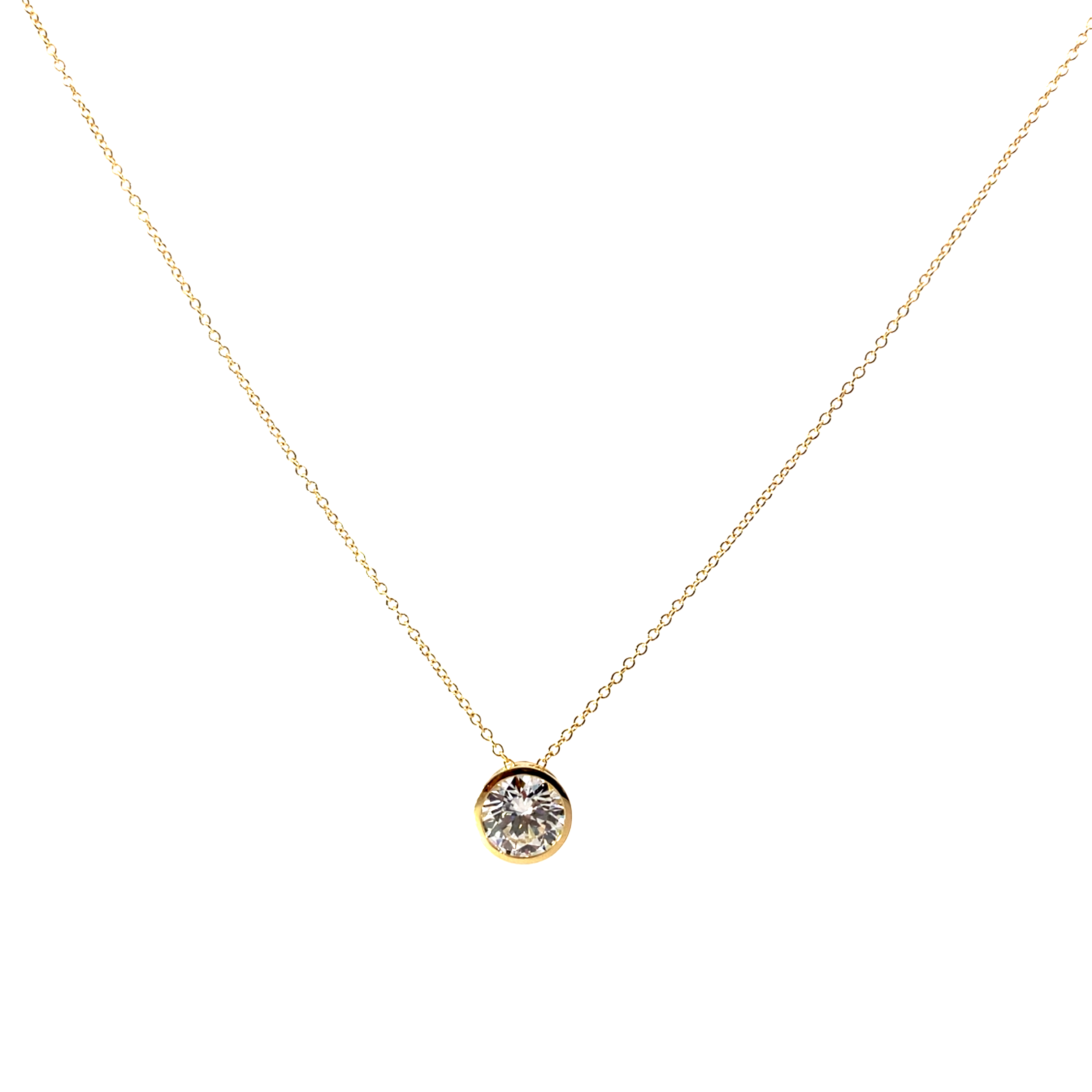 14 Karat Yellow Gold Lab Grown Diamond Pendant Necklace With