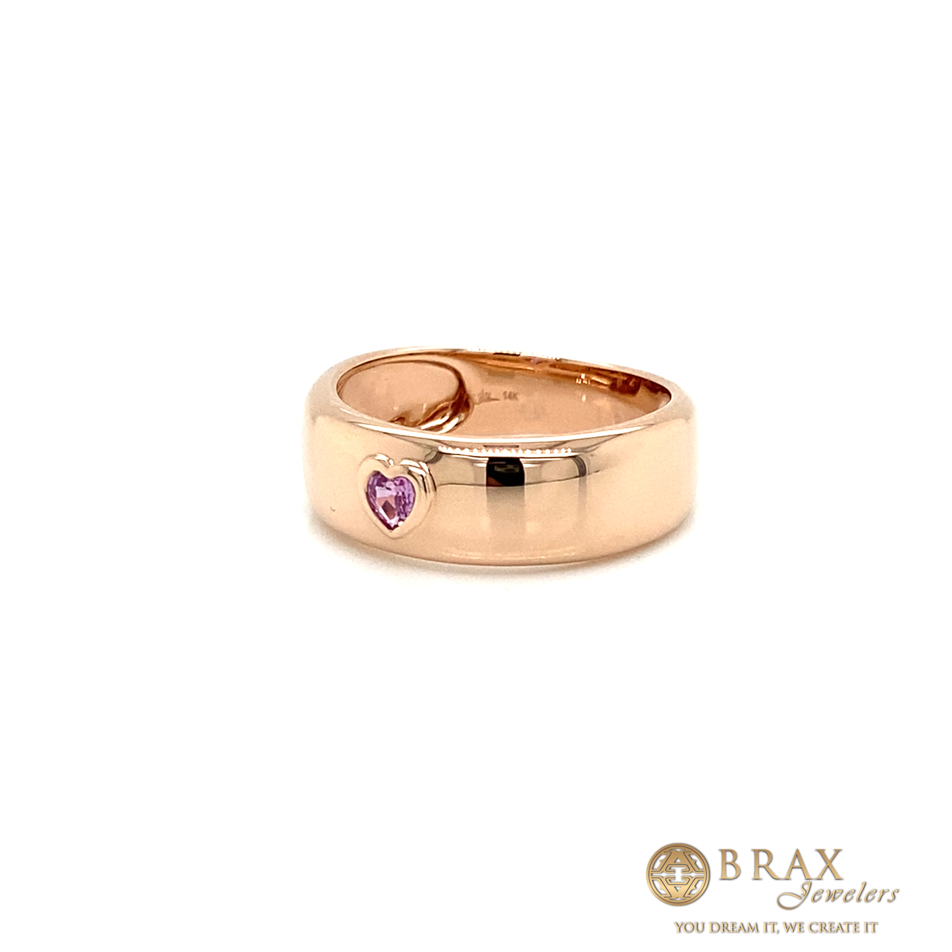 ☆TATIANA☆ Silver 925 Pink Sapphire Heart Bezel RingCR0486 0.13 Lady's Heart Bezel Colored Stone Rings - Women's 14 Kar