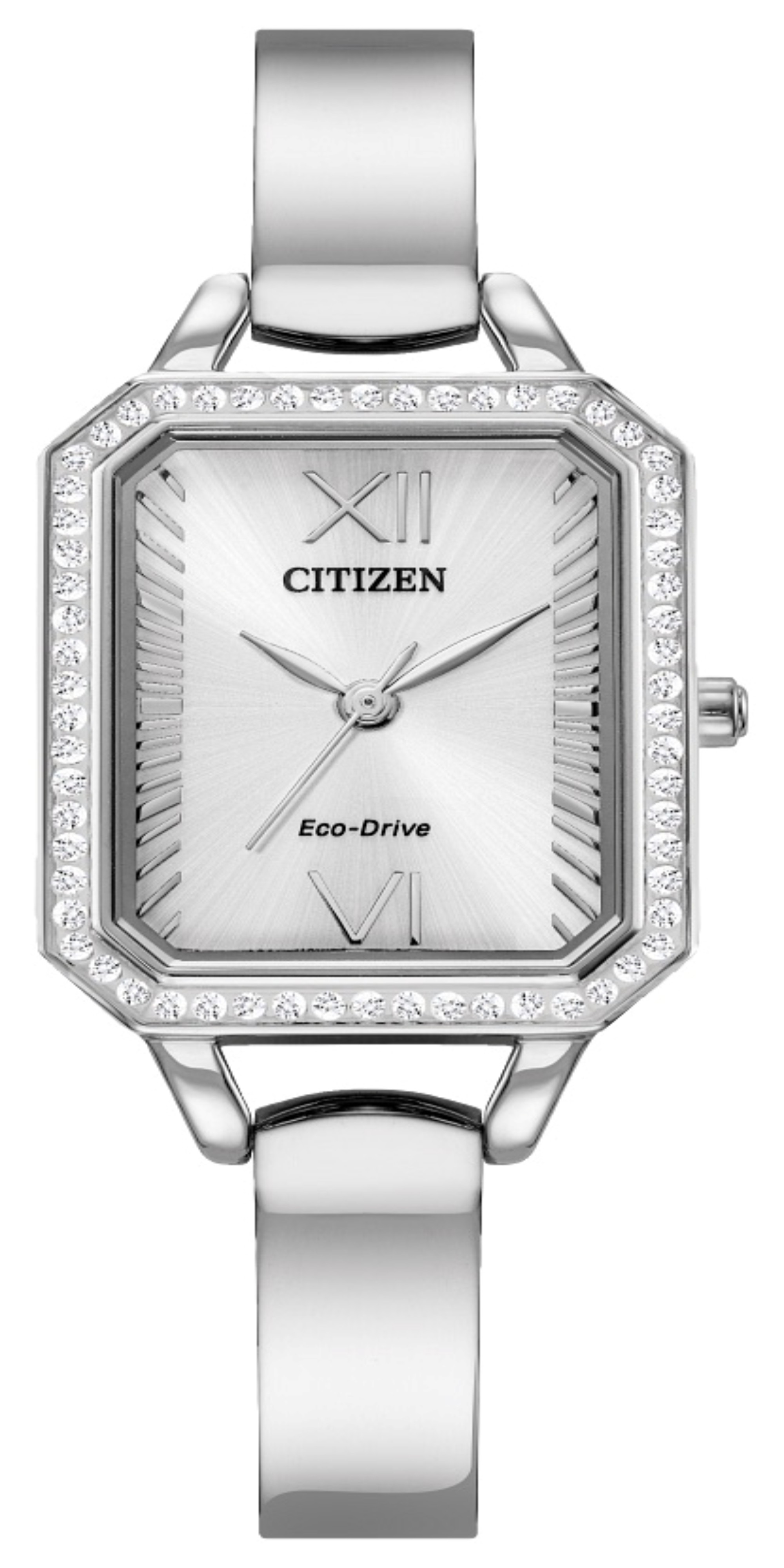 Citizens Eco-Drive Silver crystal & white women’s watch ❤️⏱️⌚️?Adjustable Ladies Citizen Eco-Drive Silhouette Crystal Stainless Steel  main image 2