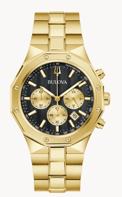 Bulova Black Dial Geometric Bezel Bulova Watch 001-925-03048