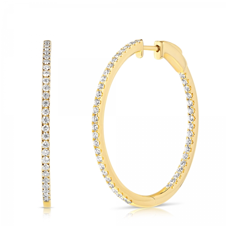◇Hei◇ diamond one-touch earring [正規品/関税込] Previously Owned Diamond Hoop Earrings 1 ct tw Round-Cut 10K