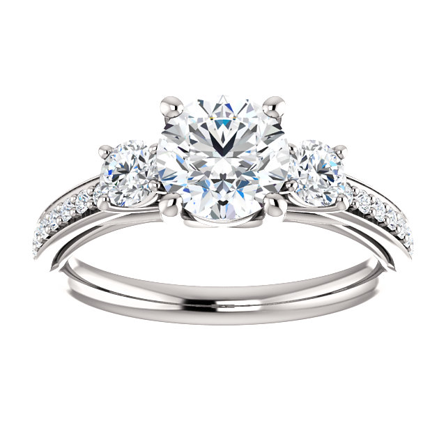 Three Stone Diamond Semi Mount Champaign Jewelers