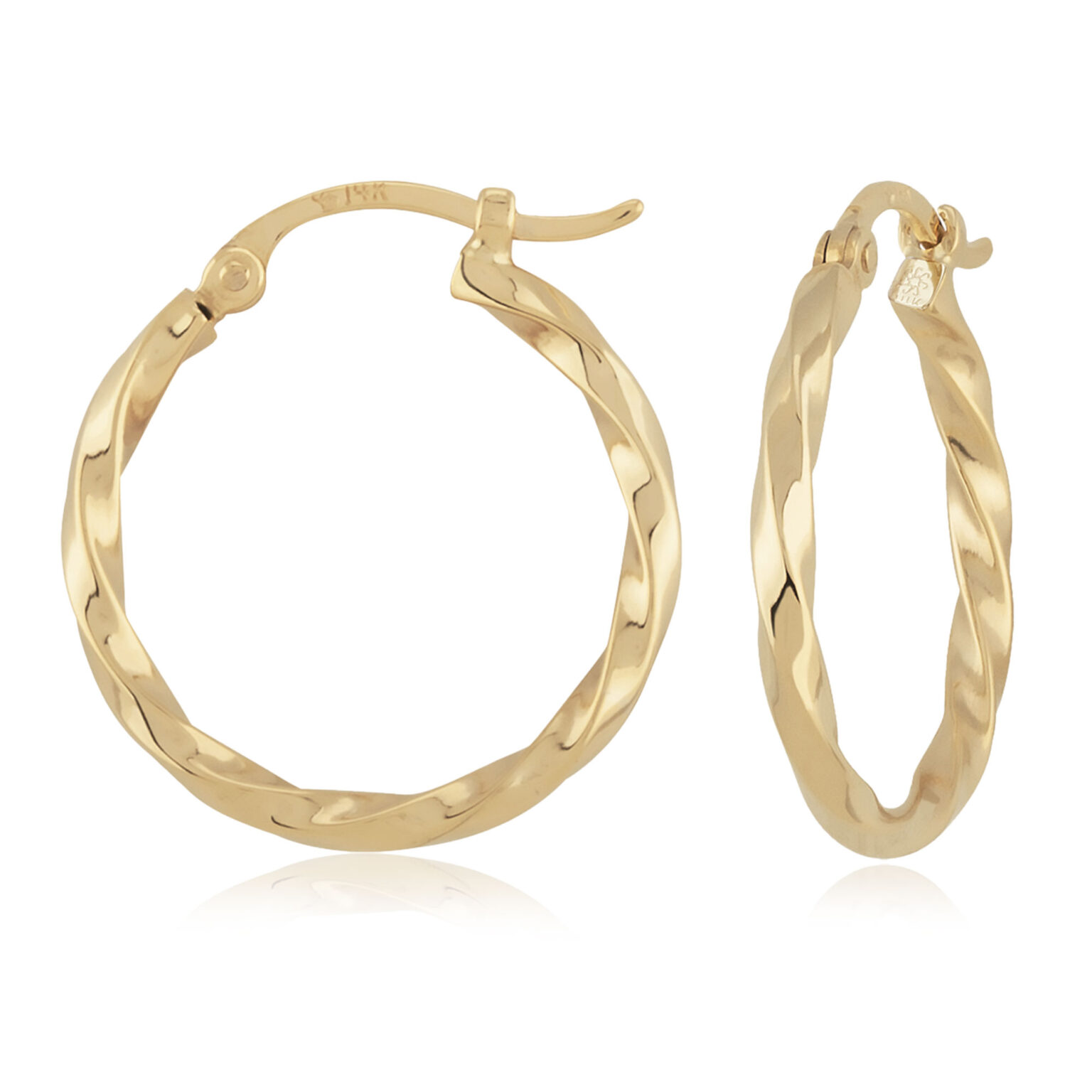 14k Twisted Tube Hoop Earrings 001-425-02112 | Charles Frederick 