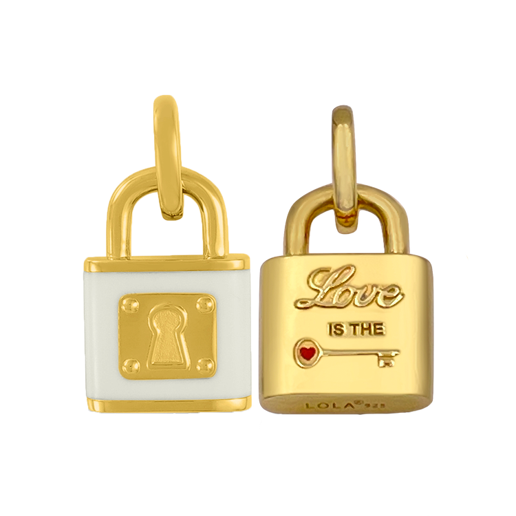 18金ペンダントタップ／チャームPADLOCK セール❣️ Lola LOLA Alpine White And Gold SS Love Lock 001-606-04933