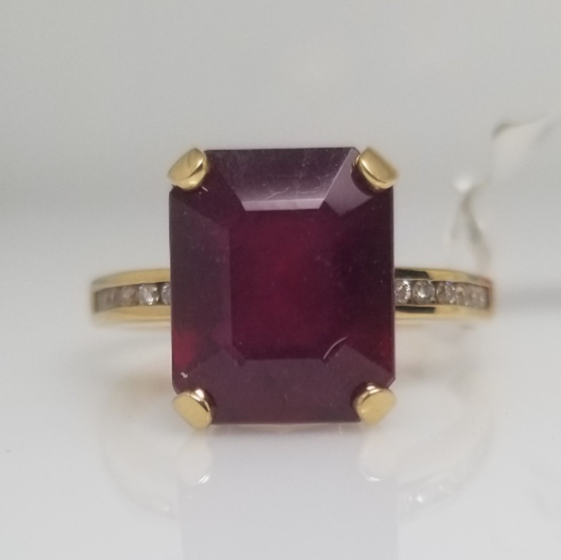2.60 ctw Natural Emerald Cut Ruby and Diamonds Engagement