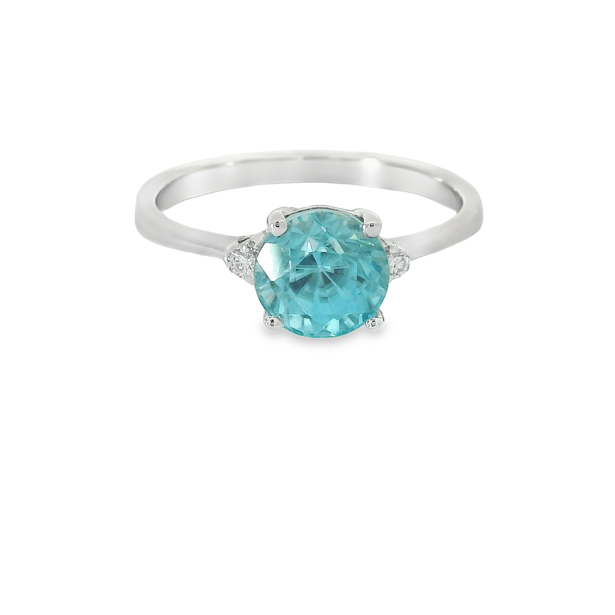 14K White Gold Blue Zircon Ring 001-200-03155 | Chipper's Jewelry