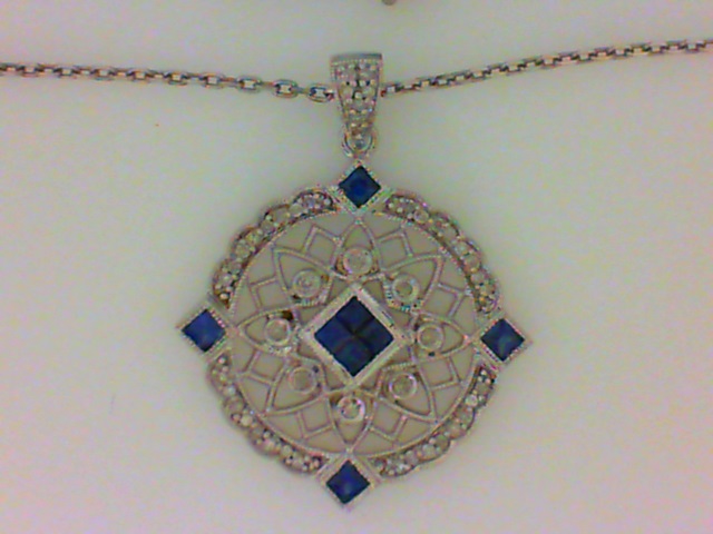 Sterling Silver Sapphire and Diamond Pendant 001-230-01442