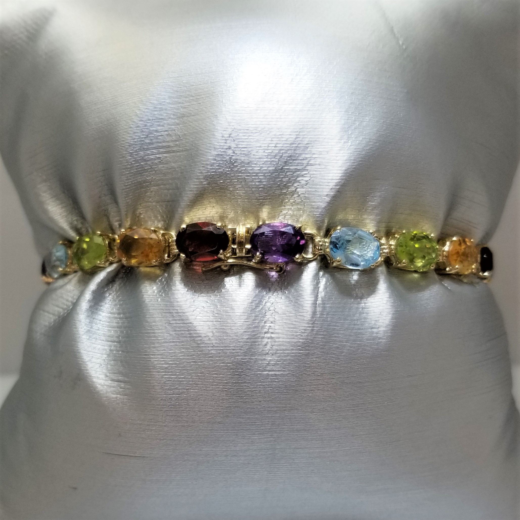 14K Yellow Gold Multiple Stone Rainbow Bracelet