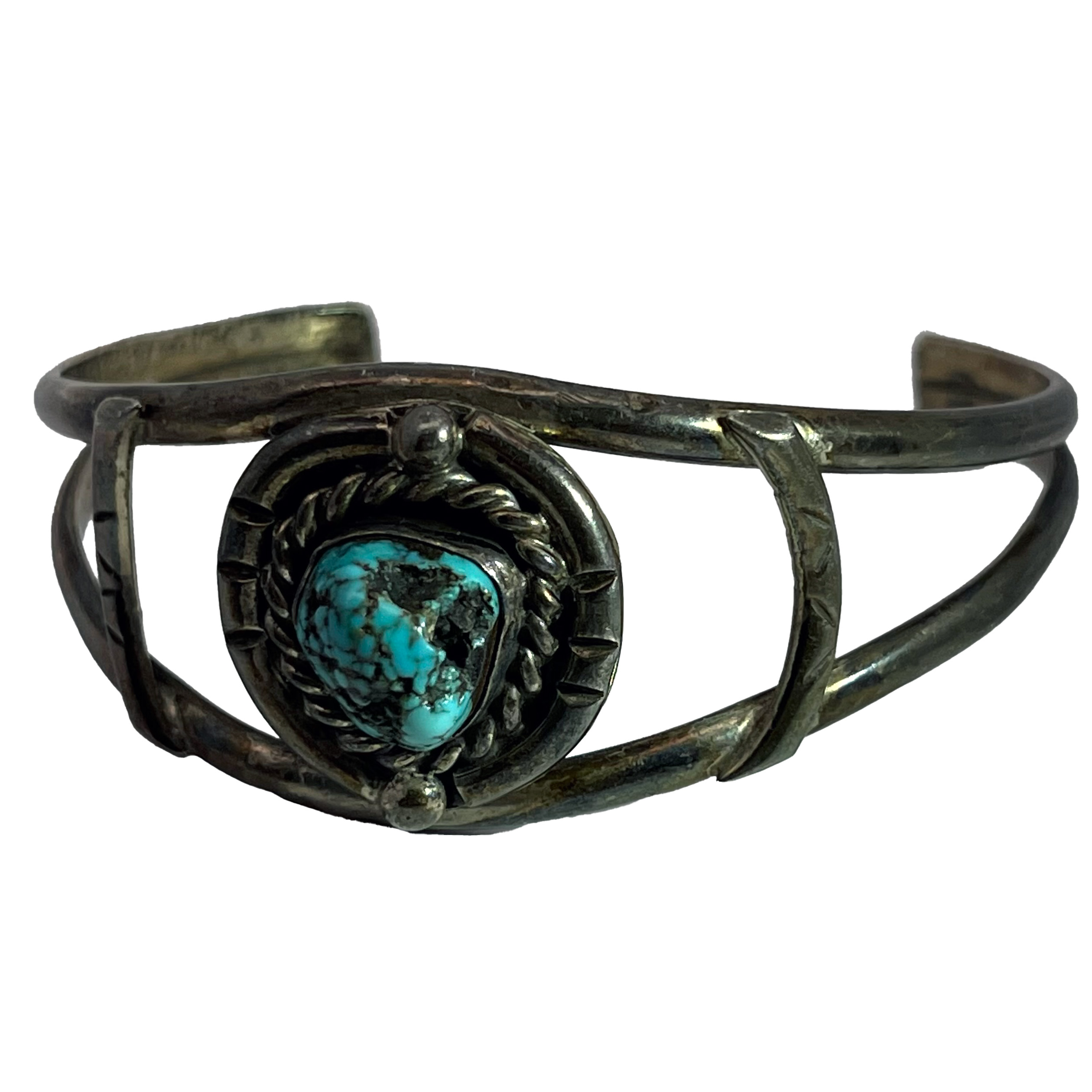Vintage Navajo★ turquoise silver bangle Vintage Sterling Silver Navajo Style Turquoise Bangle Bracel