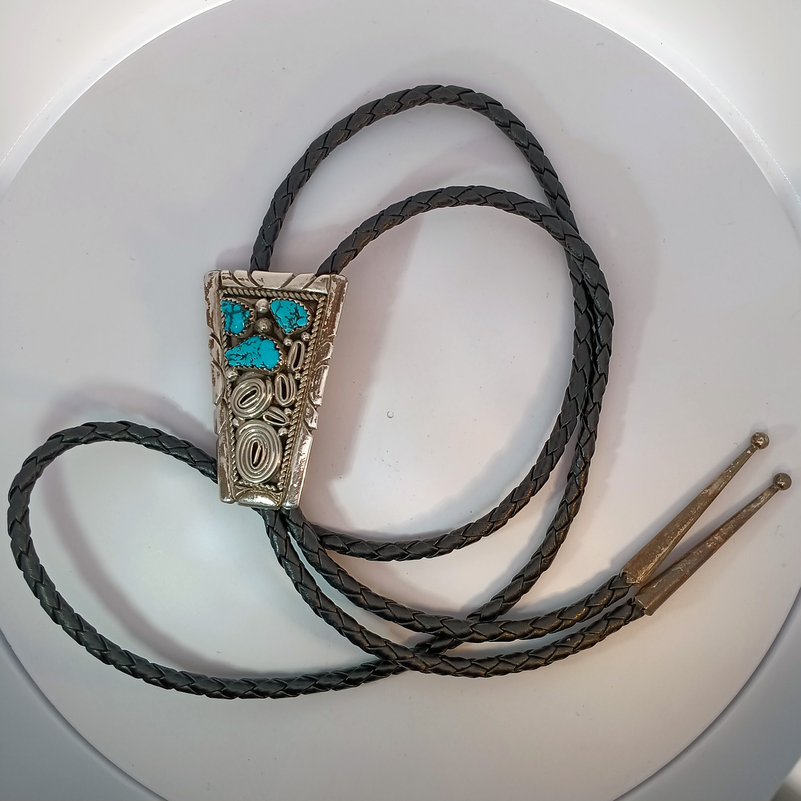 Sterling Silver Native American Bolo Tie with Turquoise