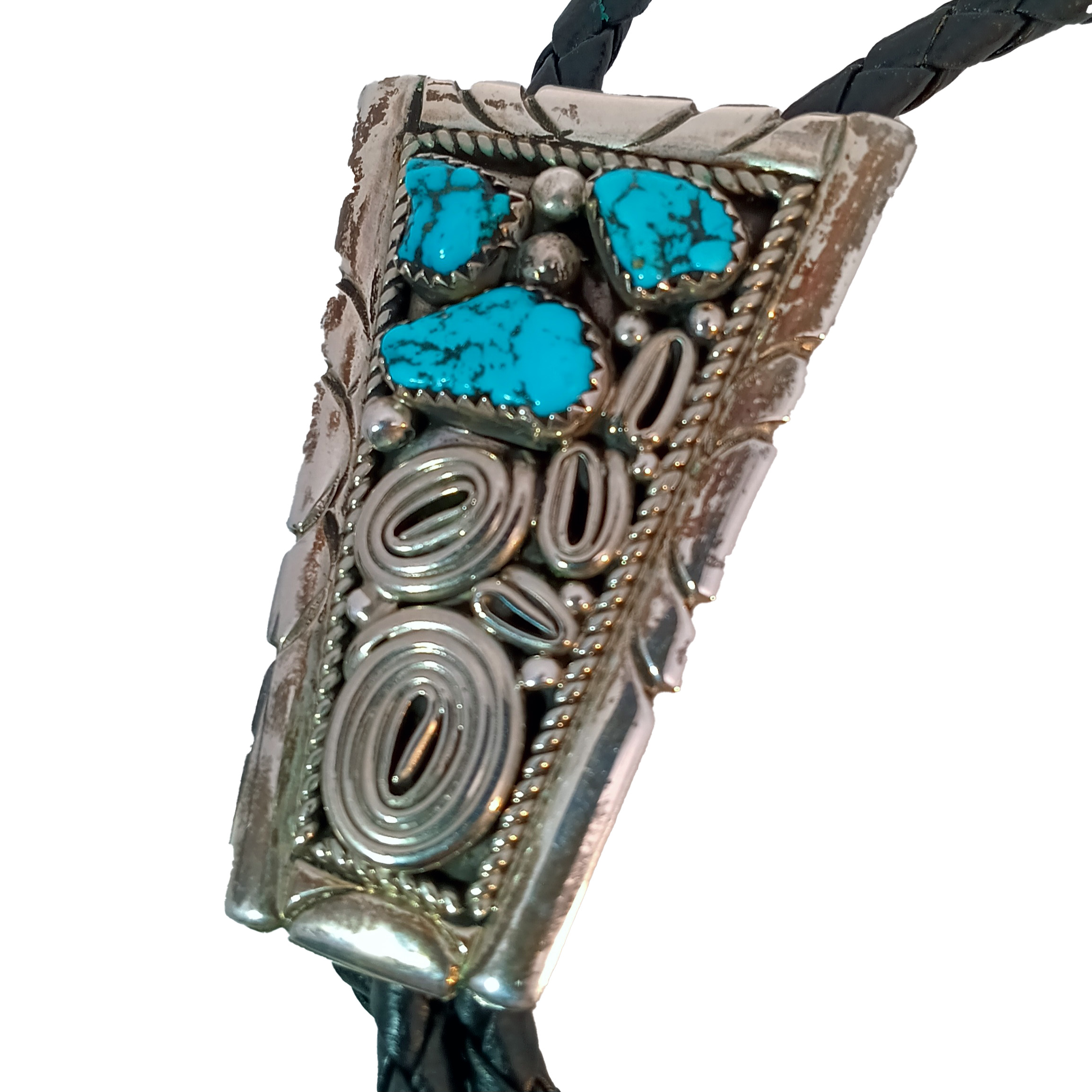 Sterling Silver Native American Bolo Tie with Turquoise