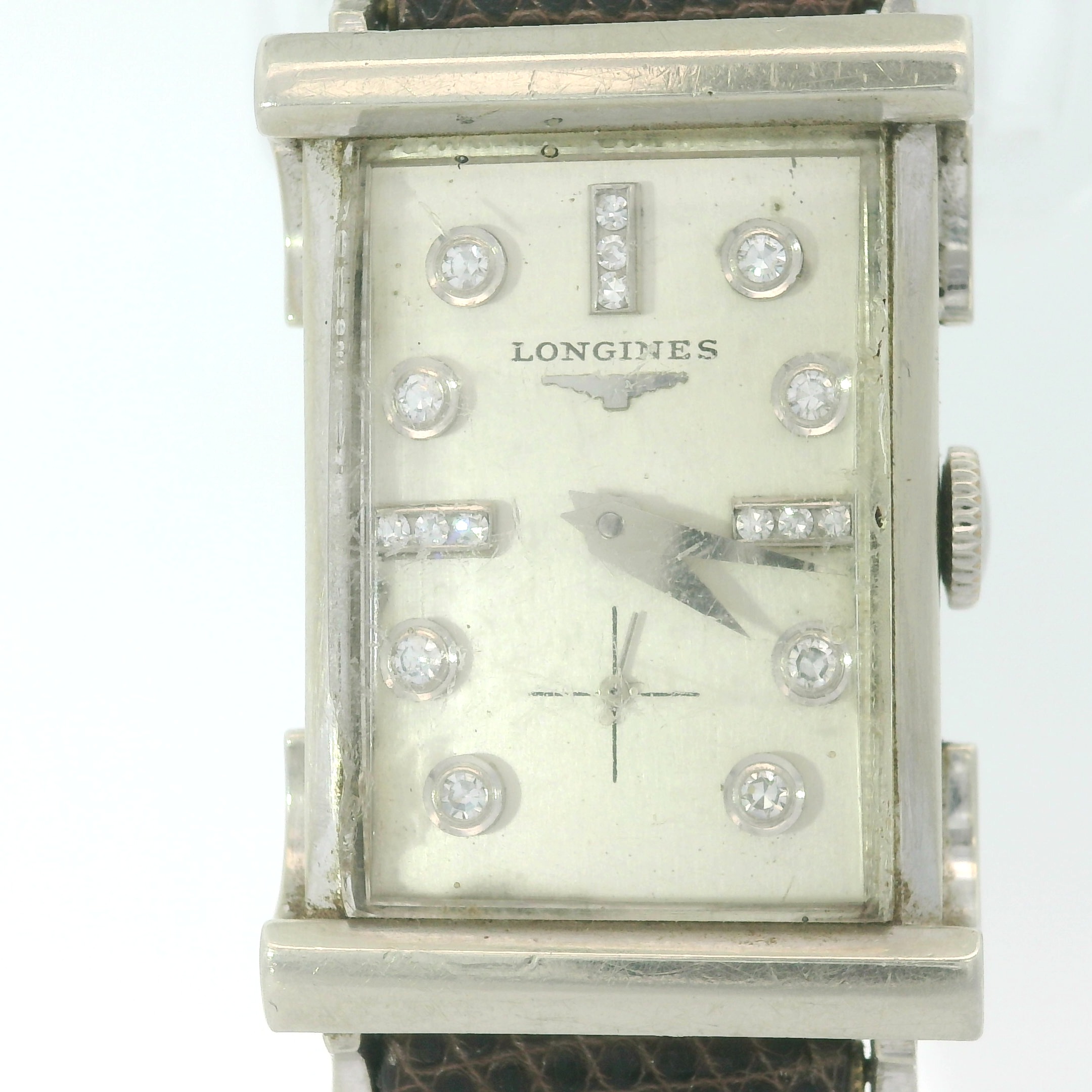 14K White Gold Longines Diamond Dial Watch 001-505-00651