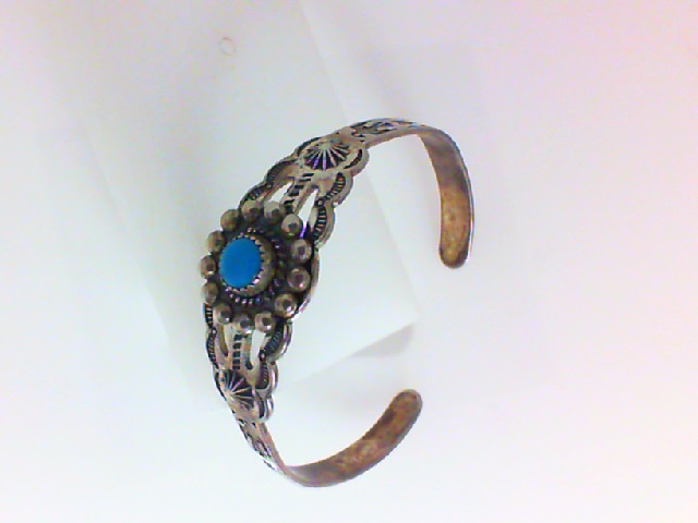 Genuine Turquoise Native American Sterling Silver Child's Br