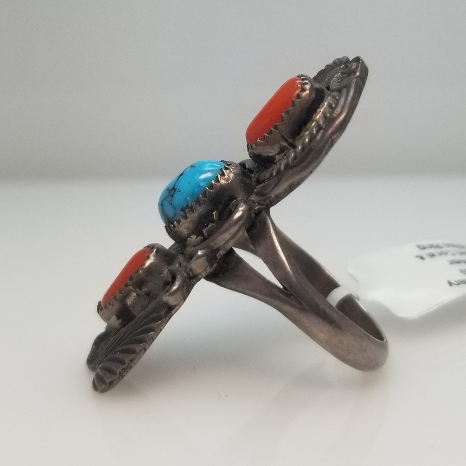 Sterling Silver Red Coral & Turquoise Reeves Ring | Chipper's