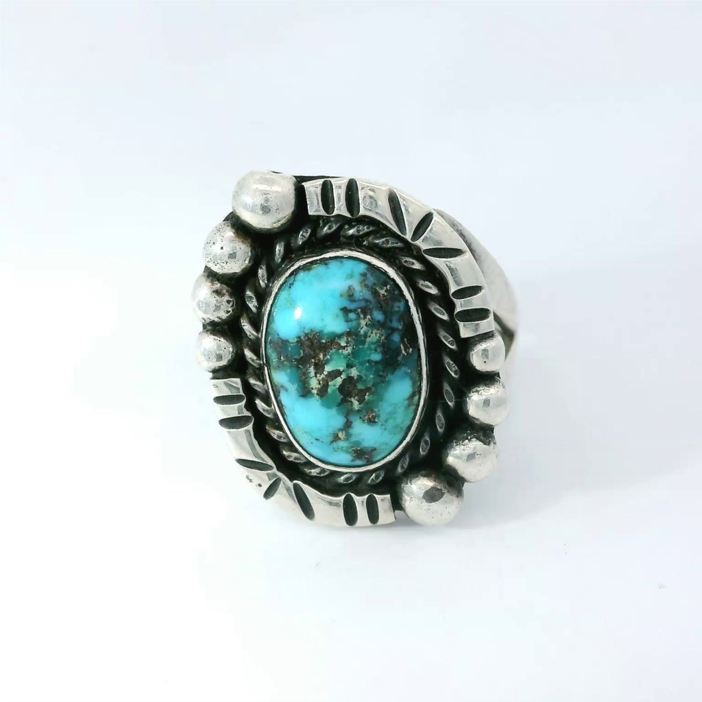 Native American Sterling Silver Turquoise Ring Sz. 7.5 | Chipper's